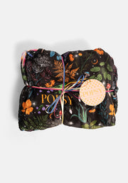 Pop-under Black Magical Moth Print Plush Blanket