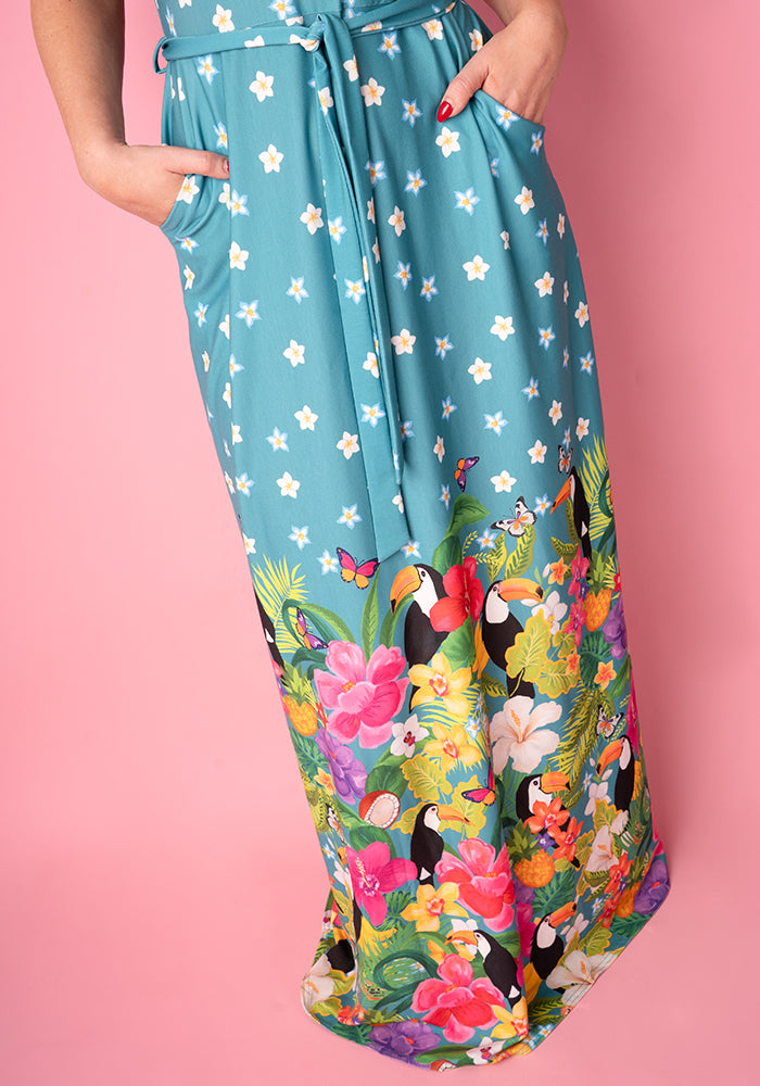 Mahalia Tropical Toucan Border Print Maxi Dress