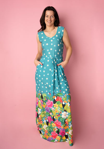 Mahalia Tropical Toucan Border Print Maxi Dress