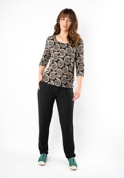 Makena Fossil Print Loose Fit Viscose Top