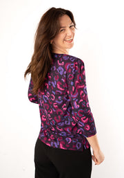 Makena Purple Animal Print Viscose Top
