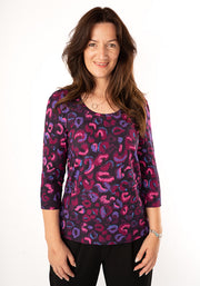 Makena Purple Animal Print Viscose Top