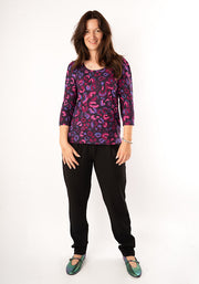 Makena Purple Animal Print Viscose Top