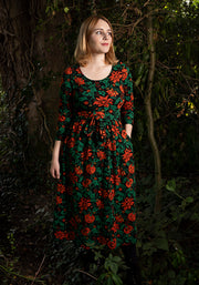 Mallory Vintage Pumpkins Print Cotton Midi Dress