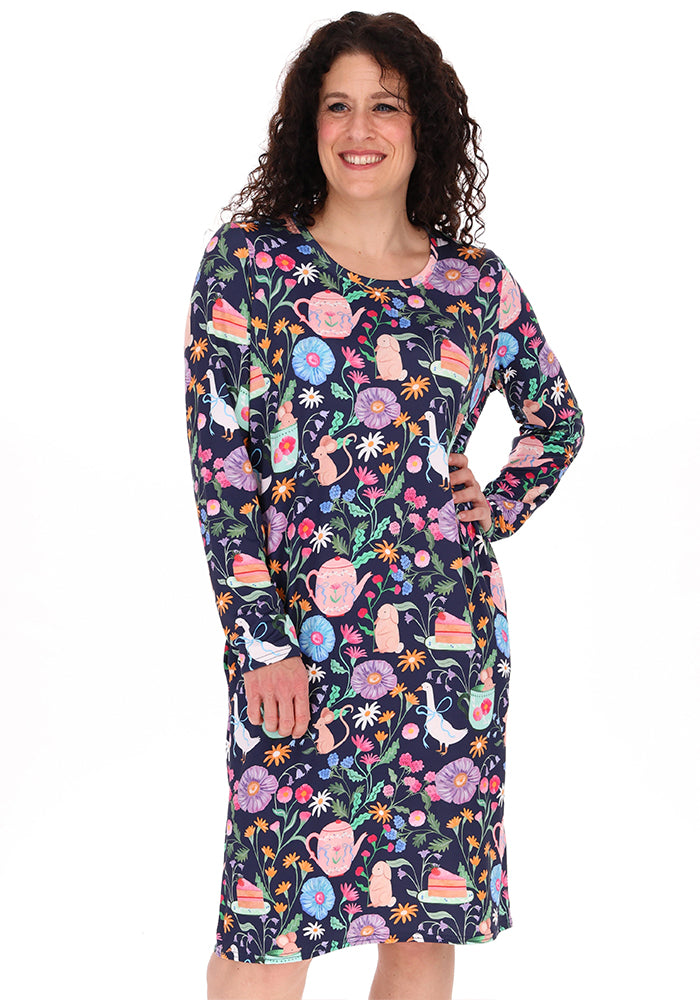 Mandy Animal Tea Party Print Nightshirt