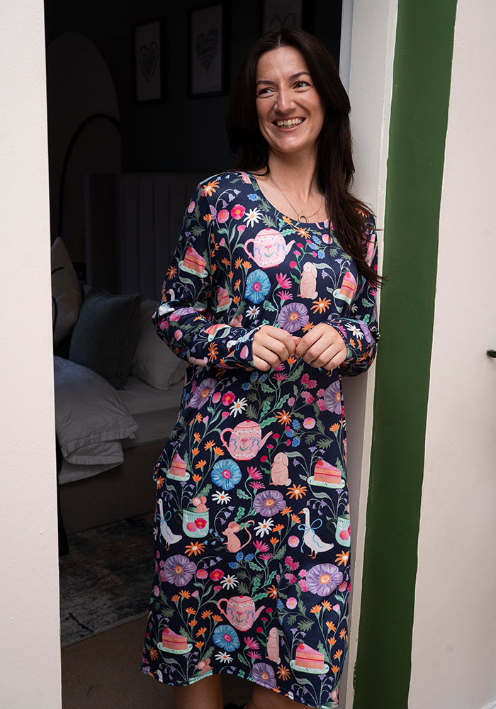 Mandy Animal Tea Party Print Nightshirt