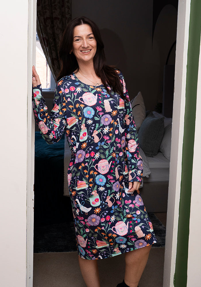 Mandy Animal Tea Party Print Nightshirt