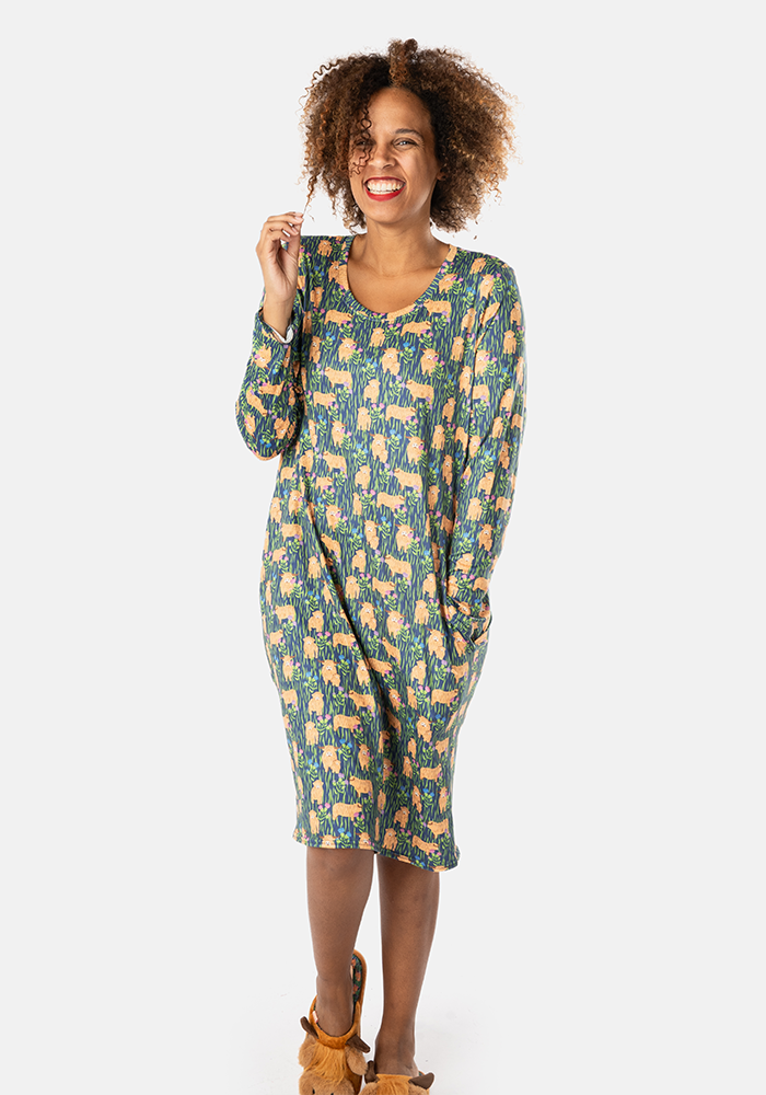 Mandy Highland Cow Print Nightshirt