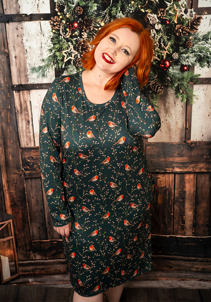 Mandy Green Robins Print Nightshirt