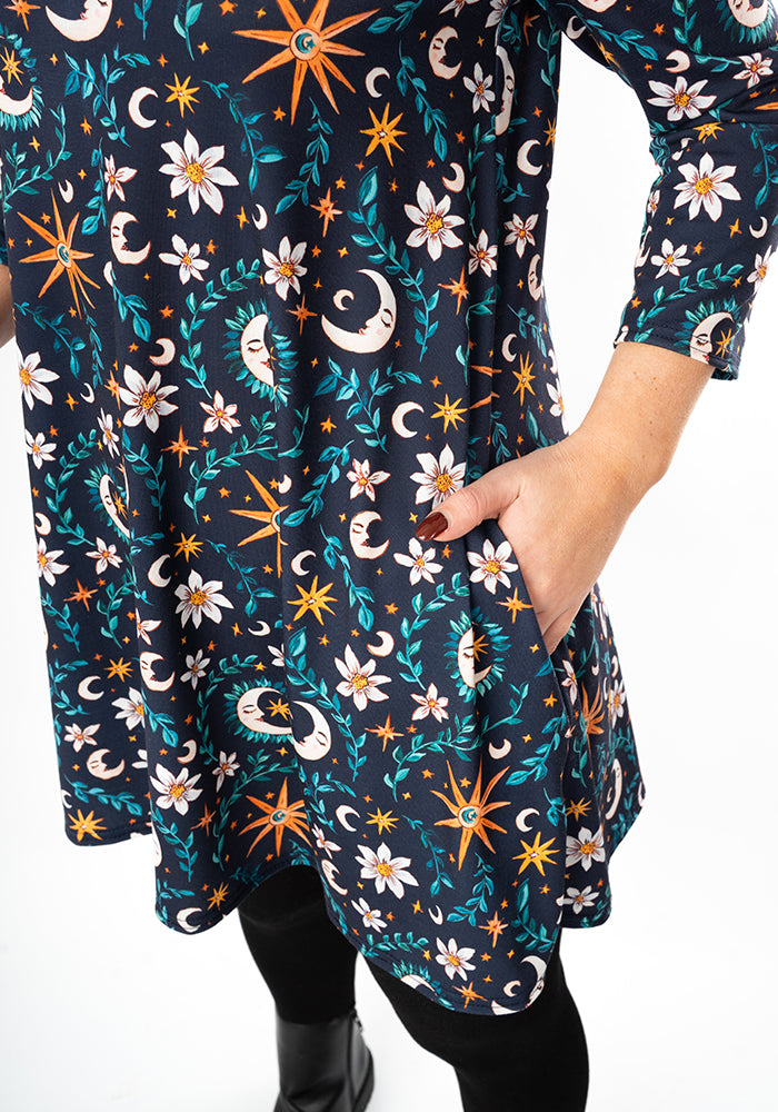 Third angle of Manon Celestial Moon Print Jersey Tunic