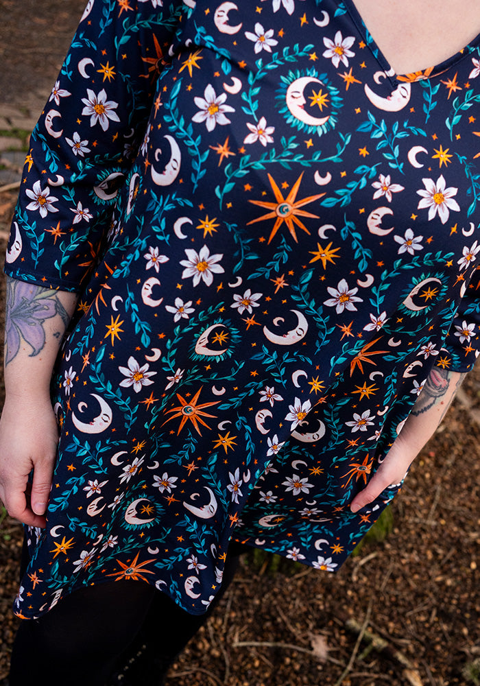 Fourth angle of Manon Celestial Moon Print Jersey Tunic