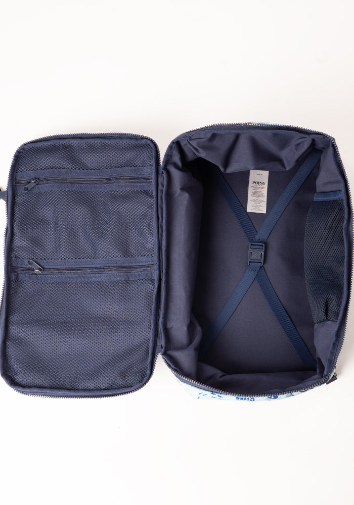 Fourth angle of Map Print Cabin Bag, travel inspired Cabin Bag with map print.