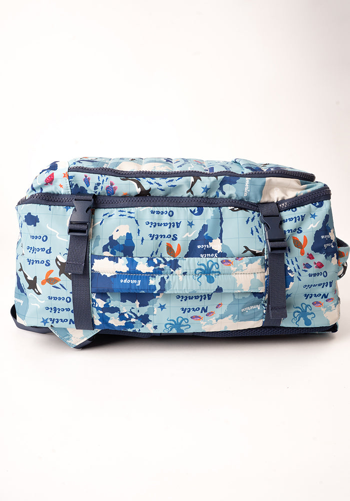 Ninth angle of Map Print Cabin Bag, travel inspired Cabin Bag with map print.