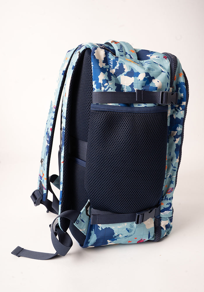 Third angle of Map Print Cabin Bag, travel inspired Cabin Bag with map print.
