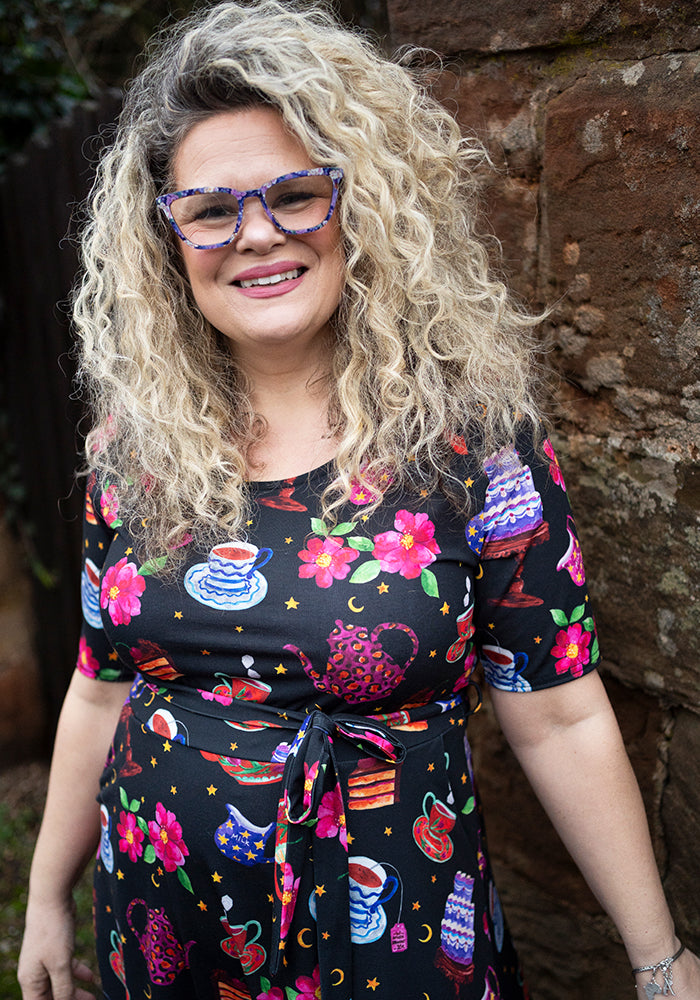 Tenth angle of Marcie Tea &amp; Cake Print Jersey Midi Dress