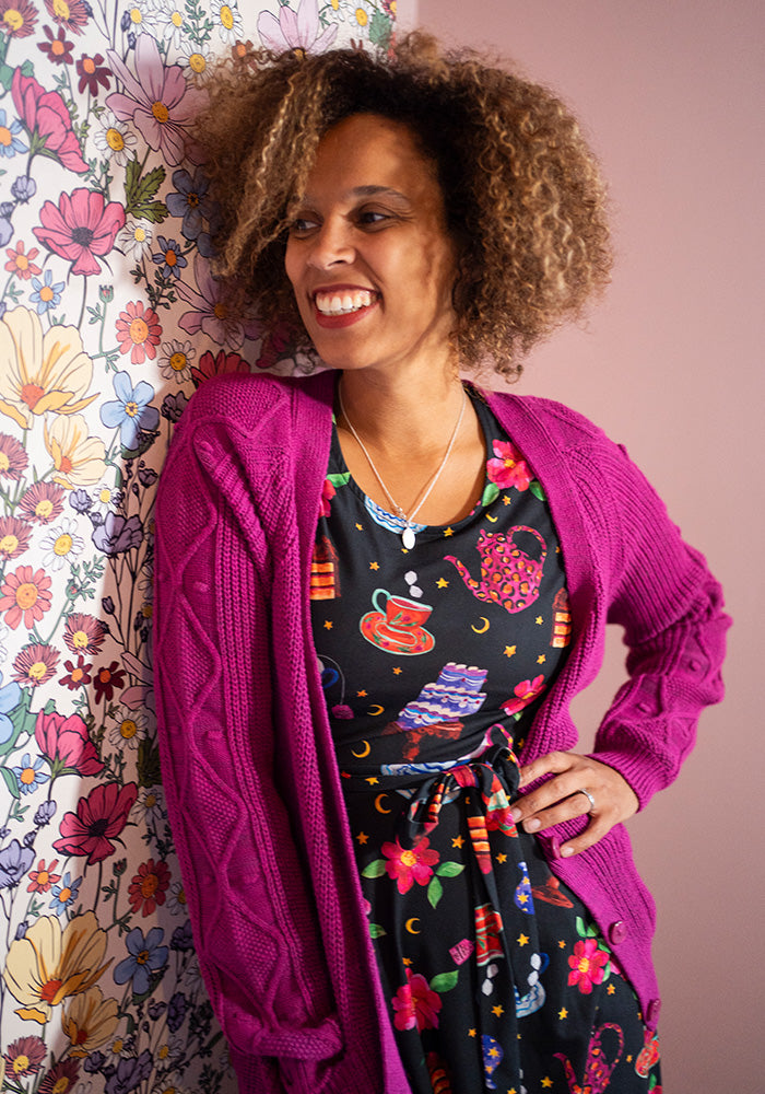 Eighth angle of Marcie Tea &amp; Cake Print Jersey Midi Dress