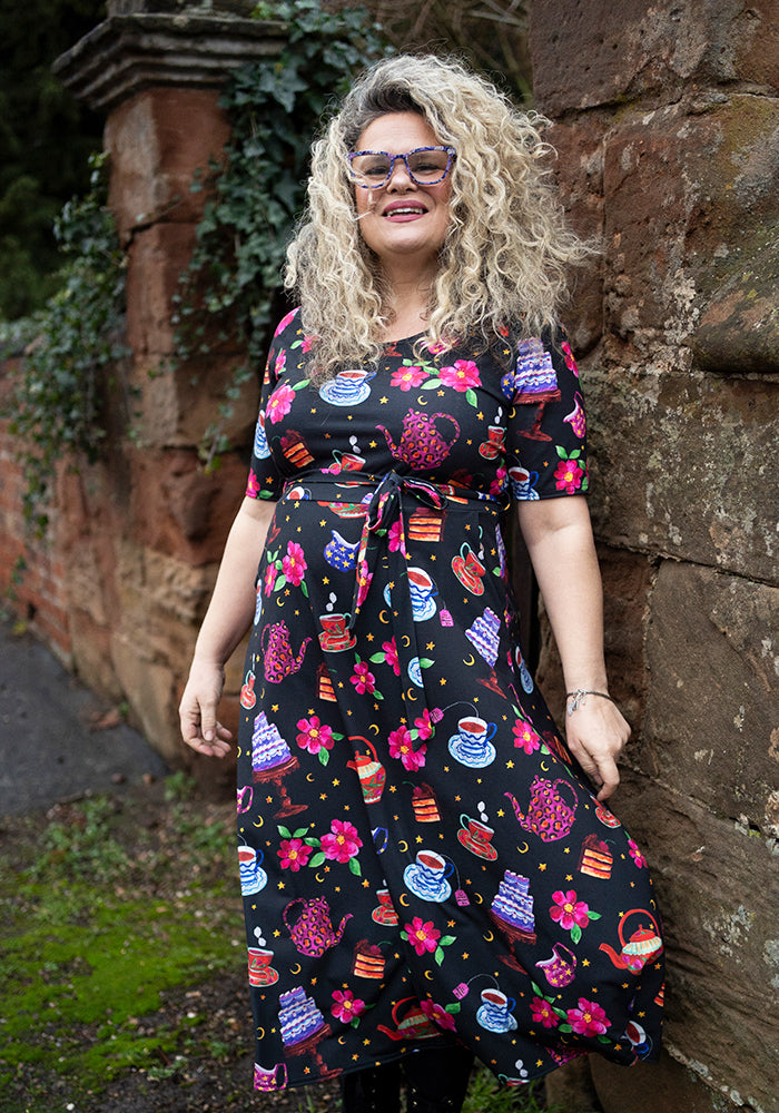 Fourteenth angle of Marcie Tea &amp; Cake Print Jersey Midi Dress