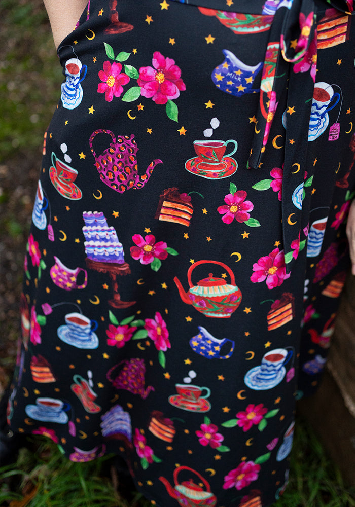 Fourth angle of Marcie Tea &amp; Cake Print Jersey Midi Dress