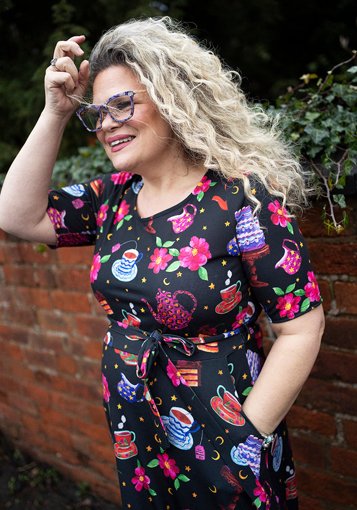 Twelfth angle of Marcie Tea &amp; Cake Print Jersey Midi Dress