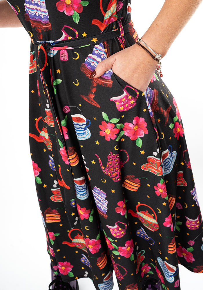 Sixth angle of Marcie Tea &amp; Cake Print Jersey Midi Dress