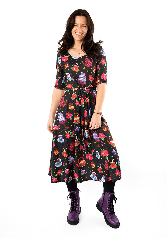 Seventh angle of Marcie Tea &amp; Cake Print Jersey Midi Dress