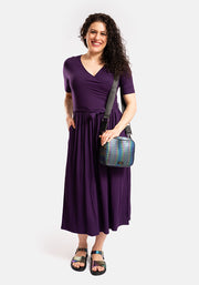 Maren Purple Viscose Midi Dress