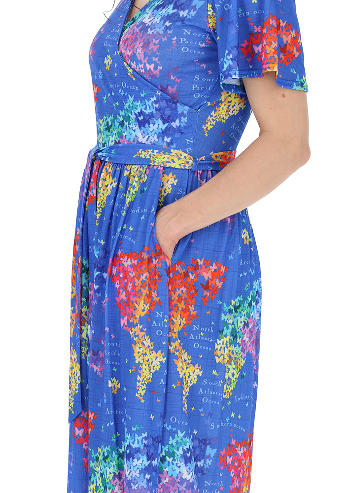 Fifth angle of Margaux Butterfly Map Print Midi Dress