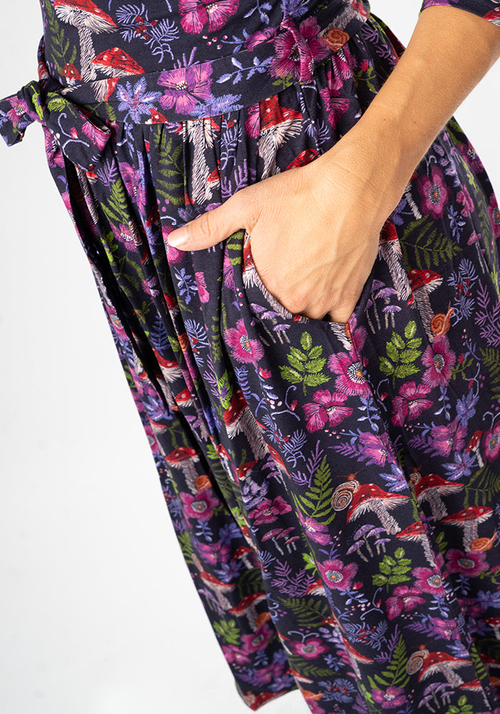 Mari Mushroom Print Viscose Midi Dress