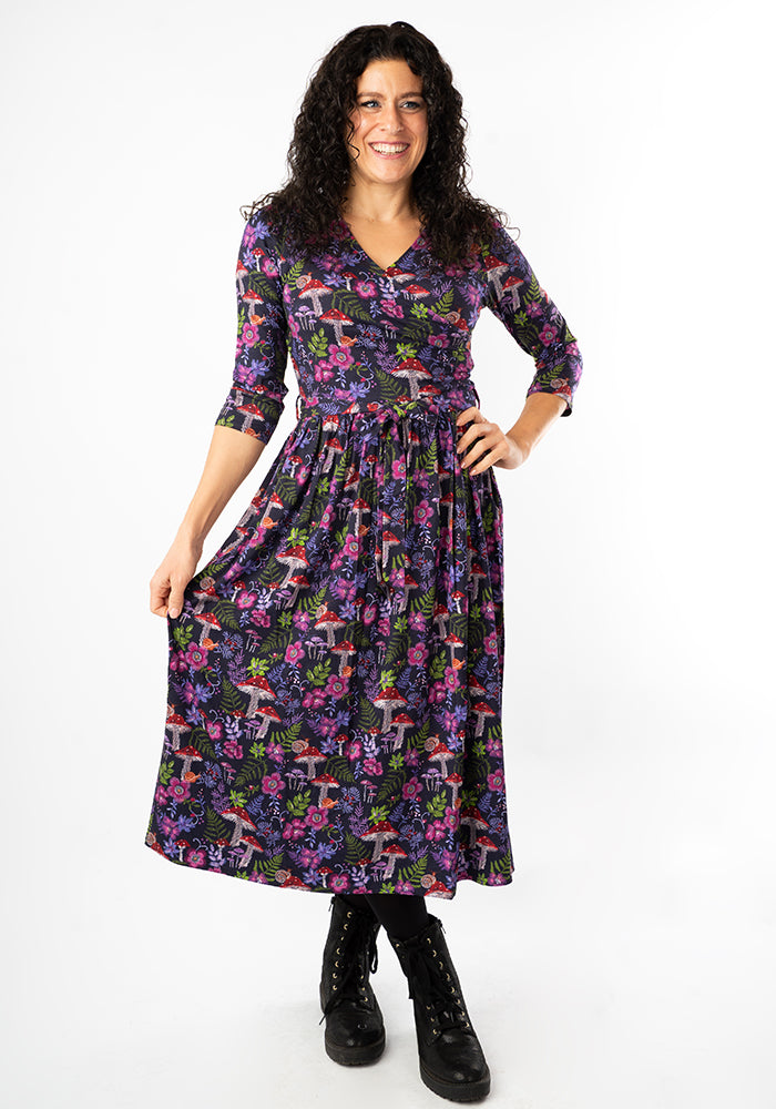 Mari Mushroom Print Viscose Midi Dress