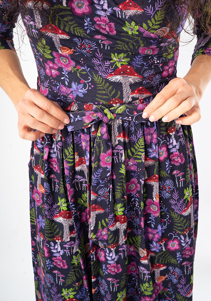 Mari Mushroom Print Viscose Midi Dress