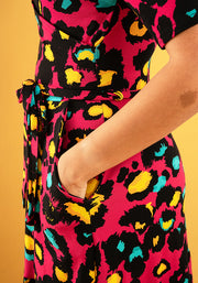 Mariah Pink Animal Print Cotton Midaxi Dress