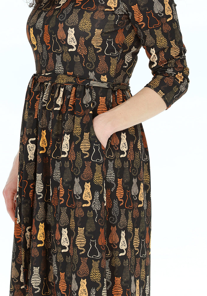Fourth angle of Mariam Cat Print Midi Dress