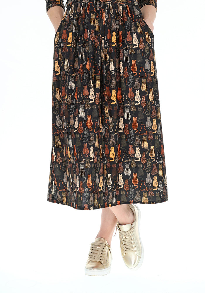 Eighth angle of Mariam Cat Print Midi Dress