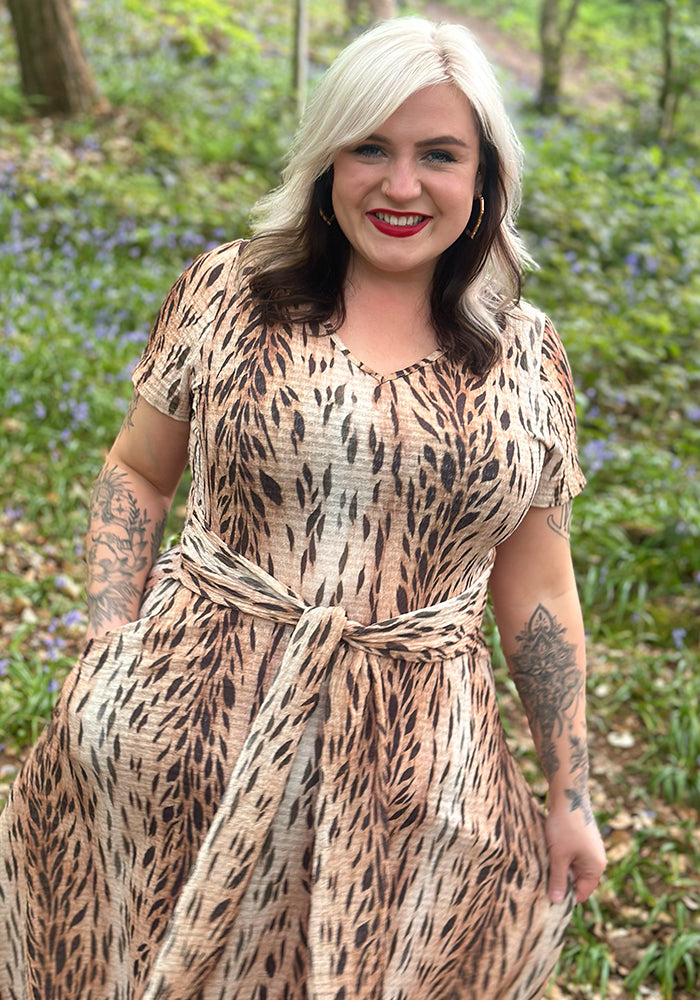 Seventh angle of Mariana Animal Skin Print Midi Dress