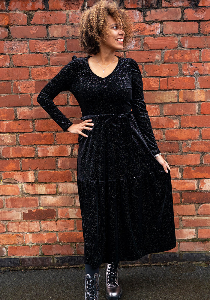 Marilee Black/Silver Midaxi Dress