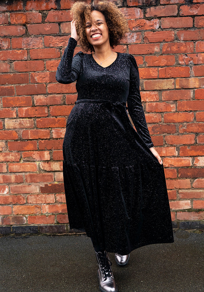 Marilee Black/Silver Midaxi Dress