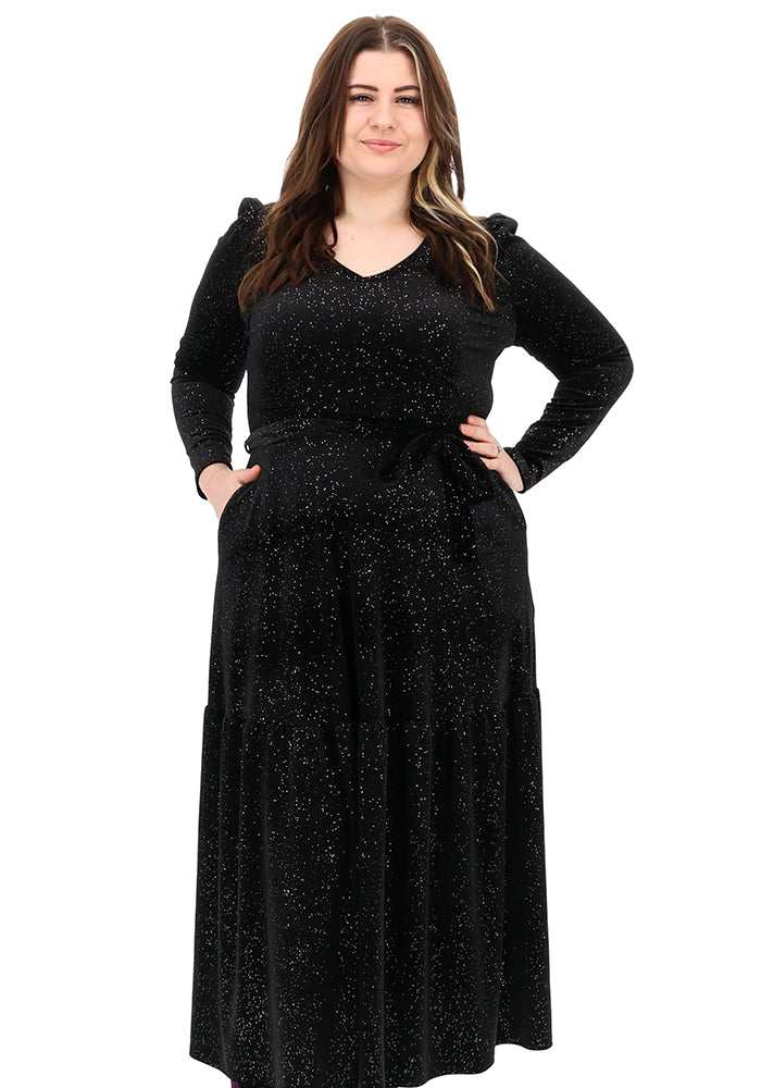 Marilee Black/Silver Midaxi Dress