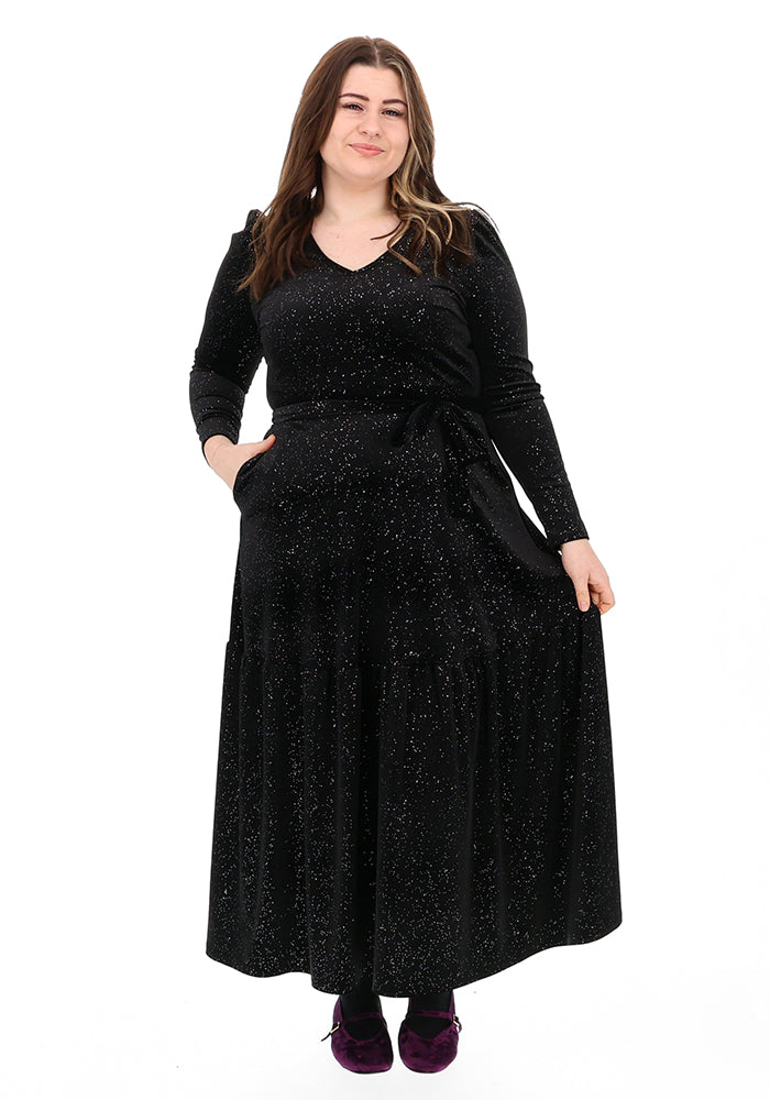 Marilee Black/Silver Midaxi Dress
