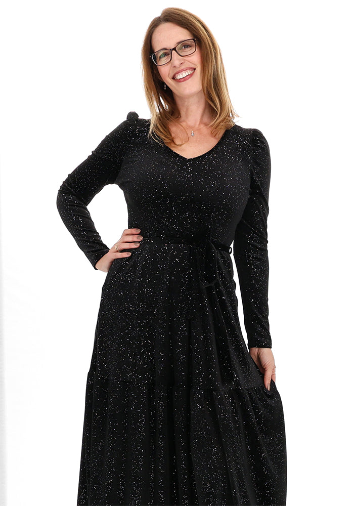 Marilee Black/Silver Midaxi Dress