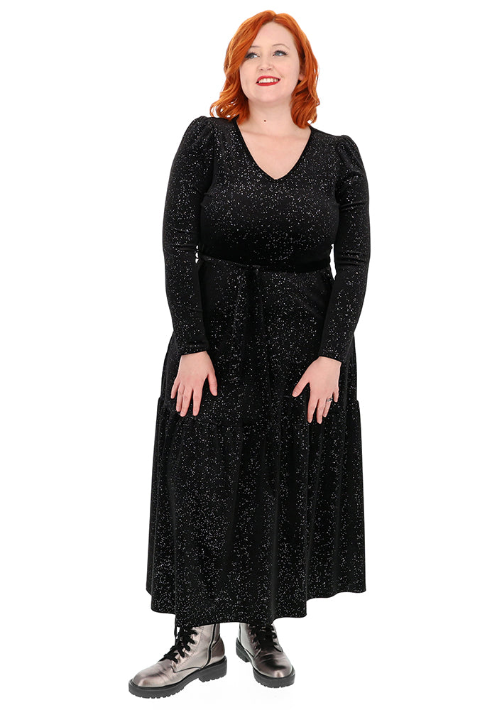 Marilee Black/Silver Midaxi Dress
