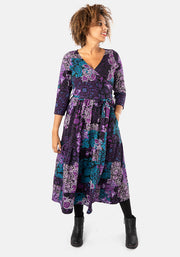 Marlowe Paisley Patchwork Print Tiered Hem Cotton Midi Dress