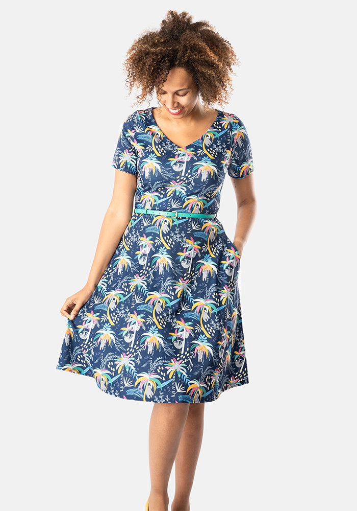 Marnie Sloths Palm Print Dress