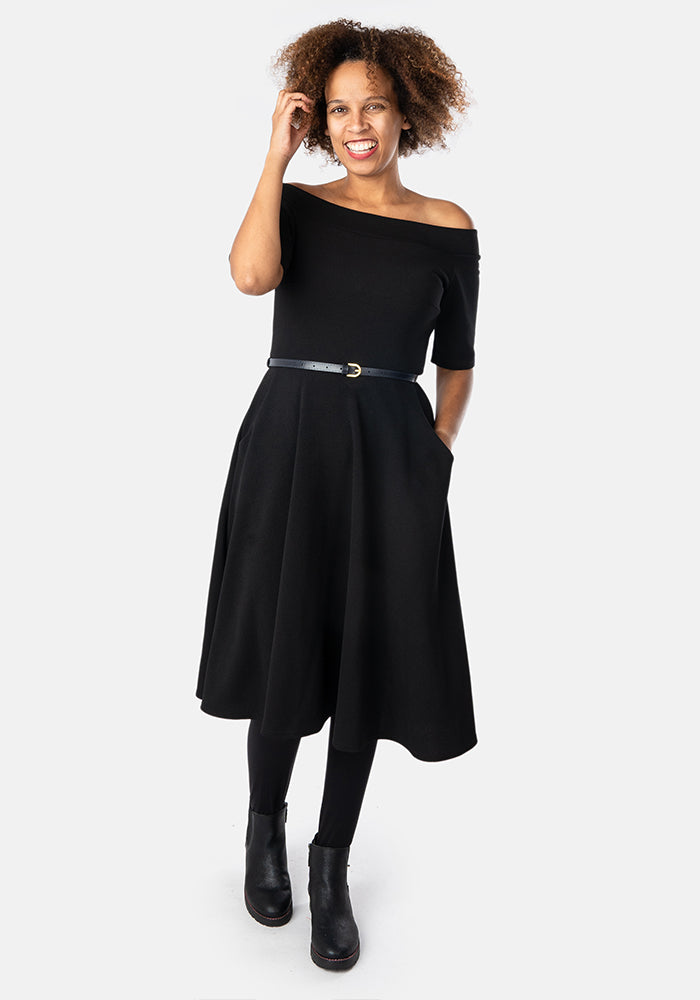 Fifth angle of Marri Black Swing Dress