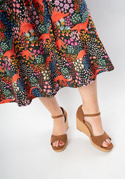 Martha-May Dinosaur Meadow Print Midi Dress
