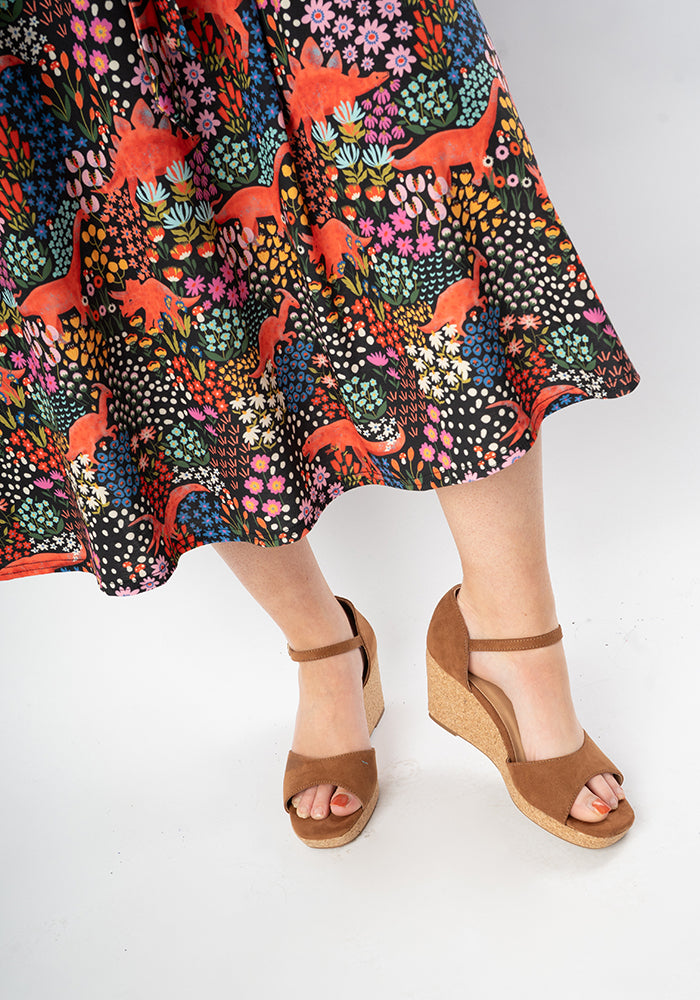 Martha-May Dinosaur Meadow Print Midi Dress