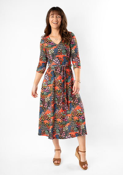 Martha-May Dinosaur Meadow Print Midi Dress