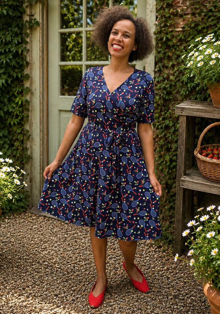 Front view of Marti Tennis &amp; Strawberries Print Jersey Dress, marti Tennis &amp; Strawberries Print Jersey Dress.