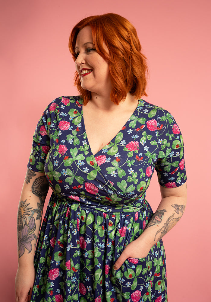Maura Shamrock And Ladybird Print Midi Dress