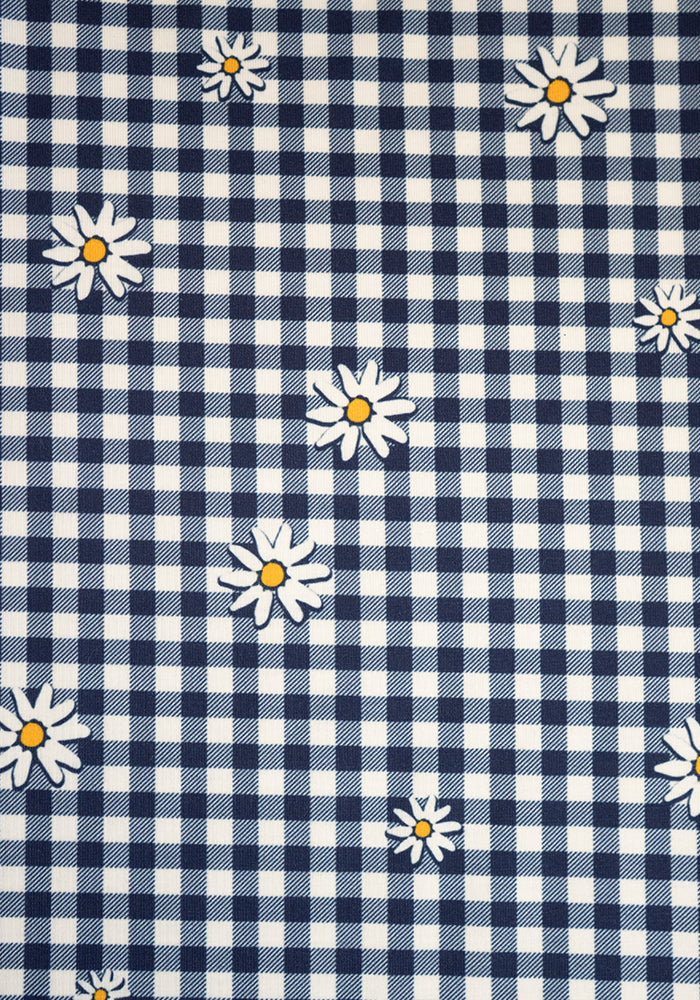 Maven Navy/White Gingham Daisy Print Dress