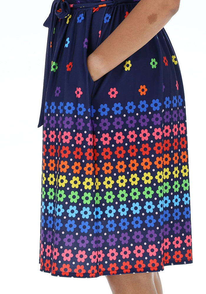 Fifth angle of Maybel Retro Flower Border Print Jersey Dress